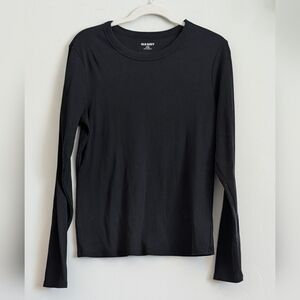 Old Navy Women's Snug Ribbed Black Long Sleeve Tee